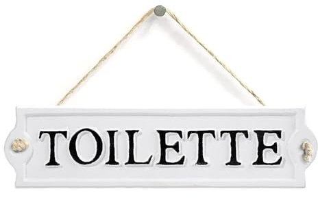 SUMTree 2 Pcs Heavy Duty Cast Iron Toilet Signs, Decorative Toilet Signs for Door Restroom Sign for Home, Office, Store or Restaurant, 21 * 5.5 * 0.2cm, White
