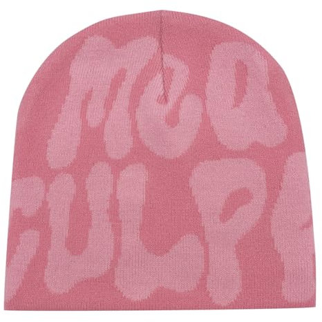 MEA Culpa Mütze - Hat Y3k Baggy Slouchy Beanie Cap Skull Cap Beanie,Sie Herbst Frühling,Spider Web Beanie,hat,Slouch Beanie Leichte Jersey,Schwarz Rosa