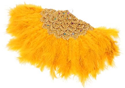 PRETYZOOM Fan Decoration for Home Prom Bouquet Wedding Hand Fan Bridal African Fan Bride Fans for Wedding Guests Foldable Fan Handheld Wedding Plumage Fan Party Women Plastic Golden