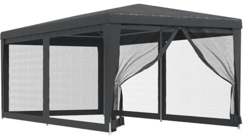 Küchenzelt Pavillon Weidezelt Pavillons - Partyzelt mit 6 Mesh-Seitenwänden Anthrazit 3x6 m HDPE für Terrasse Festival Garten Party