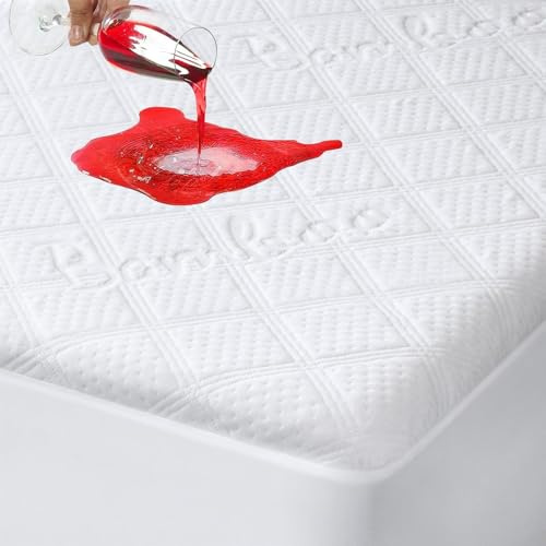 Protège-Matelas Imperméable 180x200 cm – Housse de Matelas en Bambou, Bonnet Profond, Tissu 3D Respirant, Doux & Silencieux, Ajusté, Blanc