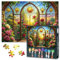 Stained Glass Rose Garden Window Puzzle Game Challenging Jigsaw Puzzles for Adults Blooms Jigsaw Puzzles Artistic Home Decor for Adults, Puzzle 1000 Pieces for Home Decor (27.5x19.7)
