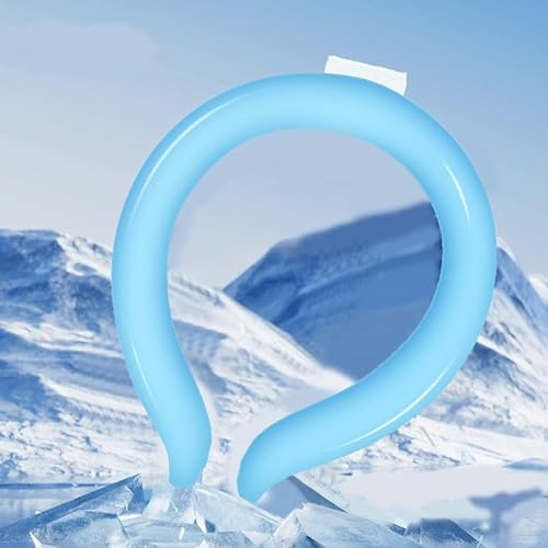 Neck Cooling Tube - Reusable Ice Ring Cooling Collar for Hot Weather,Wearable Frozen Gel Pack for Outdoor Workers, Sports, Summer Heat Relief,18℃/64℉ Cooling Neck Wrap (Blue)