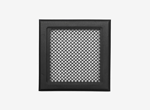 Rejilla de Ventilación Negra RAL9005 – Rejilla Metálica Perforada de Acero Galvanizado, Recubrimiento en Polvo Texturizado, Difusor de Calor Chimenea, Ventilación por Convección.