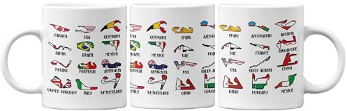Gift Island Racing Circuits Tasse – Formel 1 Tracks mit Flaggen – Grand Prix Geschenke für Männer – Fromula 1 Rennstrecken