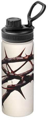 Crown Of Thorns Print Isolierte Sport-Trinkflasche, Auslaufsichere Edelstahl-Reiseflasche mit Einhanddeckel, doppelwandig, Vakuum – stundenlang heiß & kalt – für Fitnessstudio, Wandern, Arbeit