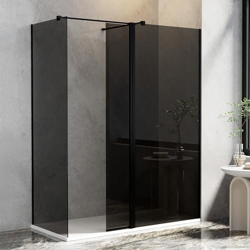 AQUARA Shower Enclosure 800 x 700mm with 300mm Return Panel. Walk-in Shower Enclosure with 8mm Easy Clean Frosted Toughened Glass, Reversible, Support Bar Included, Chrome Shower Glass Panel