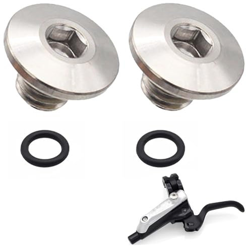 2 Stück Fahrrad-Entlüftungsschraube Mit Zwei Siegeln O-Ring Ölkappenschraube für Geteilten Fahrradkörper TC4-Titanlegierung M5 X 10 MM Schrauben Kompatibel mit Shimano XT SLX Zee Deore LX (Silber)