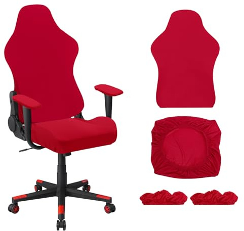 sourcing map Gaming Chair Covers, Stretchable Office Computer Chair Slipcover with Armrest Covers, Elastic Seat Protector for Office Reclining Racing Game Chair, Red