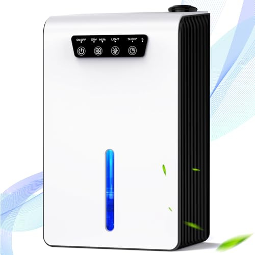 Deumidificatore e umidificatore 2 in 1 con serbatoio dell'acqua da 3,5 l, copertura 5-25㎡, sistema di filtrazione, tocco LED, luci atmosferiche, deumidificatore per la casa