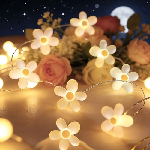 Lichterkette Blumen,2M 20LED Gänseblümchen Lichterketten Batteriebetrieben