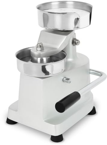 VERTES Hamburgerpresse Burger Pattie Presse aus Edelstahl, Profi Produktion von Burger Patties mit 13 cm Durchmesser, Leichtgängiger Hebelmechanismus, Stabile Gummifüße, 500 Trennpapiere Inkl
