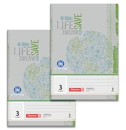BRUNNEN Schulheft A4 Lineatur 3 – Doppelpack mit je 16 Blatt – grün/grau – Hefte für Klasse 1 – Format A4, Lineatur 3