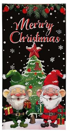 Couverture de porte de Noël – Panneau photo de Noël décoratif | Toile de pour porte de balcon, jardin, bateaux, terrasse, cour