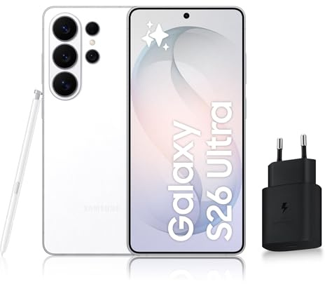 Samsung Galaxy S26 Ultra, Smartphone Android 5G avec Galaxy AI, 256 Go, Chargeur Secteur Rapide 25W Inclus, Smartphone déverrouillé, Blanc, Version FR