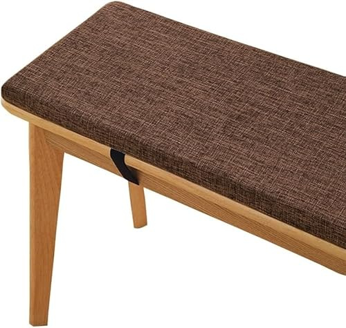 Rechteckiges Kissen für Holzbank, abnehmbares Leinen-Sitzpolster für Terrassenfell, 35,6 x 160 cm, Braun, 3 cm dick, perfekt für Garten und Fenster