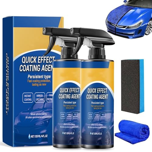 Quick Effect Coating Agent, 2 Stück Autopolitur Autolackspray für Glanz und Schutz, 3 in 1 Hochschutz Auto Schnellwirkungs-Beschichtungsmittel, Autos Kratzer Entferner