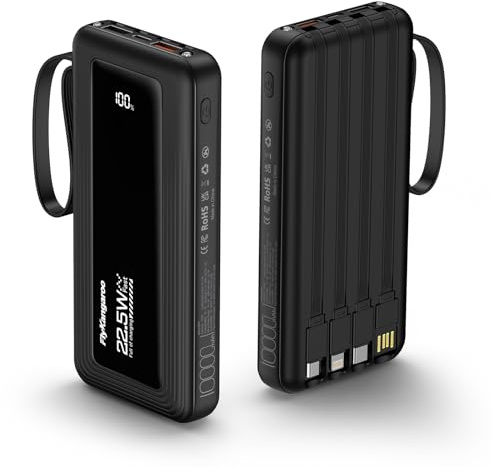 Power Bank 60000mAh Fast Charging with Built-in Cables, Powerbank USB C 22.5W Battery Pack 5 Output & 2 Input, Portable Charger for Camping, Travel, Outdoor Compatible with iPhone Samsung iPad