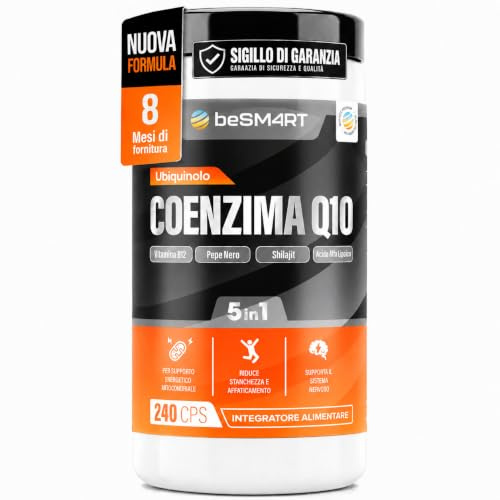 Coenzima Q10 240 Capsule – 1 al Giorno 8 Mesi | Ubiquinolo Alta Biodisponibilità con Shilajit, Acido Alfa Lipoico, Vitamina B12 e Pepe Nero – Supporto Energia