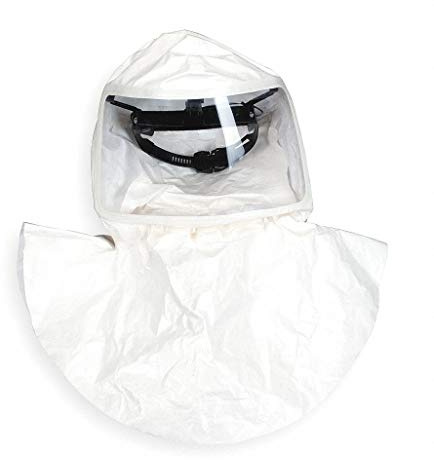 MSA 10083330 OptimAir TL Hood - Tychem QC Powered Air-Purifying Respirator (PAPR), Color: White, 4 Pack, Double Bib, Threaded Connection, Includes Suspension, Hi-Efficiency Respiratory Protection