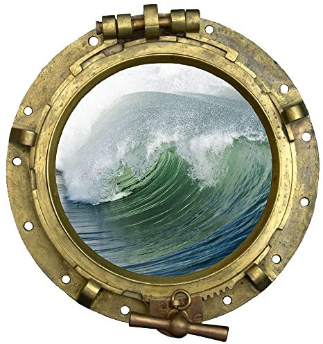 GRAZDesign Wandtattoo Bad Bullauge Welle Meer | Wandsticker Wandaufkleber Tür, Fliesenaufkleber Klebefolie Waschmaschine Fliesen | maritime Deko - 43x40cm