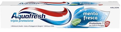 Aquafresh Dentifricio Tripla Protezione, Denti Forti, Gengive Sane, Smalto Forte, Alito Fresco, Gusto Menta Fresca, 75ml