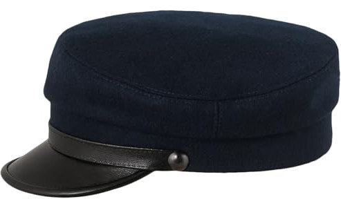 Sterkowski Maciejowka Model 4 Seemannsmütze | Wolle Schirmmütze für Herren und Frauen | Elbsegler Mütze | Schiebermütze | Chauffeur 60 cm Marinenblau/Schwarz