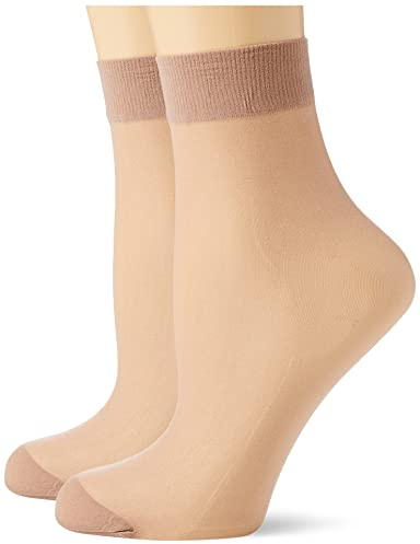 Nur Die 2er Pack Söckchen 20 DEN transparente Nylon Feinsöckchen matt breiter Komfortbund Damen