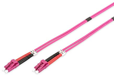 DIGITUS DK-2533-10-4 – Glasfaserkabel OM4 – 10 m – LC zu LC – Duplex LWL Kabel – 1/10/40/100 Gbit/s – MM Multimode Glasfaser LAN Kabel – Fasertyp: 50/125 µ – Violett (Violet)