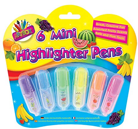 Just stationery Mini-Textmarker mit Duft, 6 Stück, 4072, Lila, Blau, Grün, Gelb, Orange und Rosa, Verpackung kann variieren