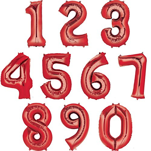 Amscan NEU Folienballon Große Zahl 1 rot, 33x86 cm