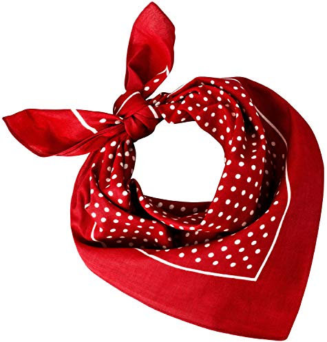 Tobeni 548 Damen Herren Nickituch Kopftuch Bandana Halstuch Baumwolle Unisex Farbe kleine Punkte Rot Grösse 54 cm x 54 cm