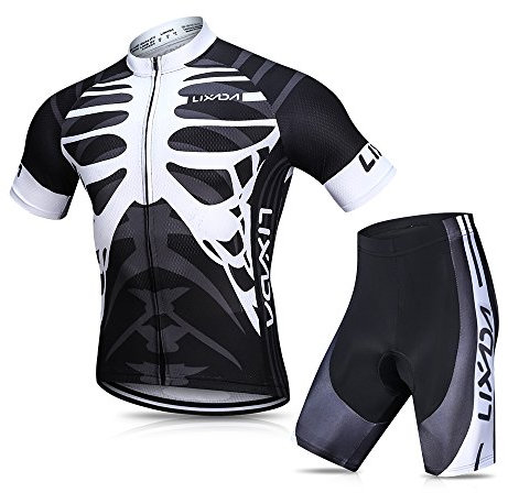 Lixada Herren Radtrikot Set, Atmungsaktiv Quick-Dry Kurzarm Radsport-Shirt + Gel Gepolsterte Shorts