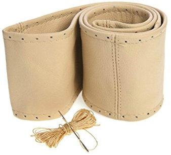 myshopx Lenkradschoner Lenkradhülle Lenkradbezug Echt Leder Farbe BEIGE Ø 37-39cm/ 10,5cm