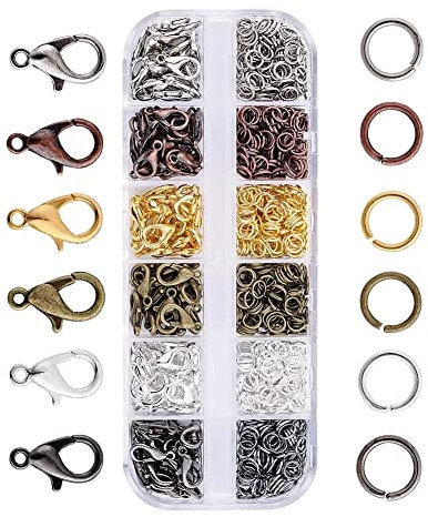 JZK 140x Schmuck-Karabinerverschlüsse + 990 Stück offene Biegeringe, DIY-Zubehör-Set für die Schmuckherstellung, handgefertigter Schmuck