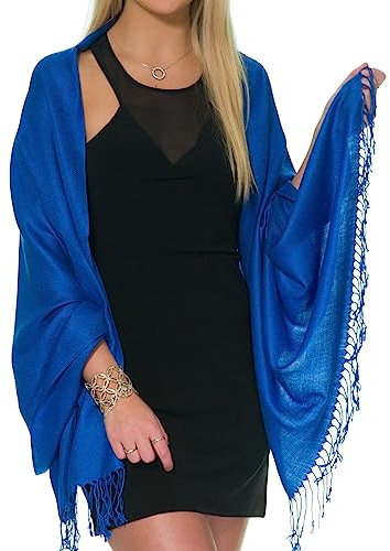 Pashmina-Schals und Wickeltücher für Abendkleider, groß, weich, Pashminas, Hochzeitsschal, Königsblau, Einheitsgröße