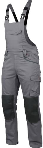 WÜRTH MODYF Arbeitslatzhose Stretch X - professionelle Arbeitshose für Herren - Latzhose mit Reißverschluss - in der Größe 60 in Grau