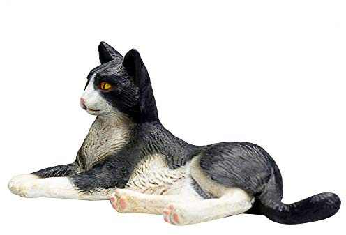 MOJO Cat Lying Black and White Pet Farm Animal Model Toy Figure
