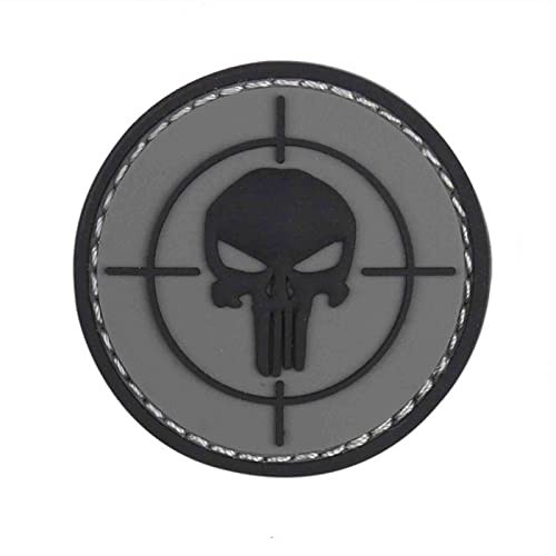Patch 3D PVC Punisher Target 4,5 x 4.5 cm Grau Zielscheibe glow in the dark nachleuchtend