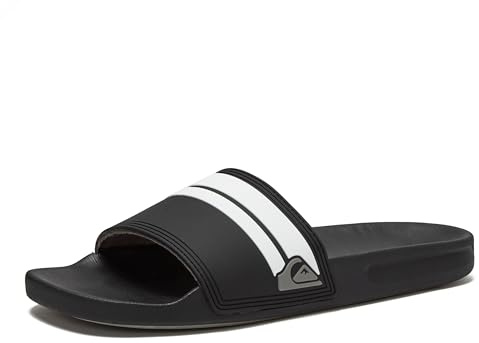 Quiksilver Men's Rivi Slide Sandal, Black/Black/White, 6 Medium US