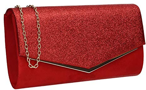 SwankySwans Janey Clutch mit glänzendem Umschlag, rot, One Size