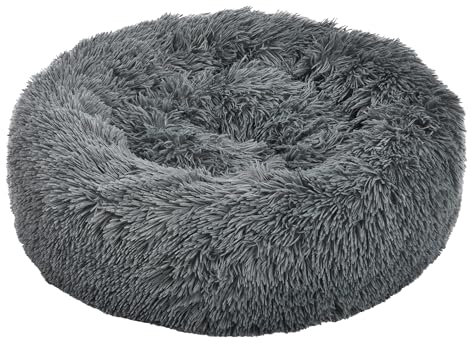Dehner Hunde- und Katzenbett Cookie, Ø ca. 58 cm, Höhe ca. 14 cm, Polyester/Plüsch, grau