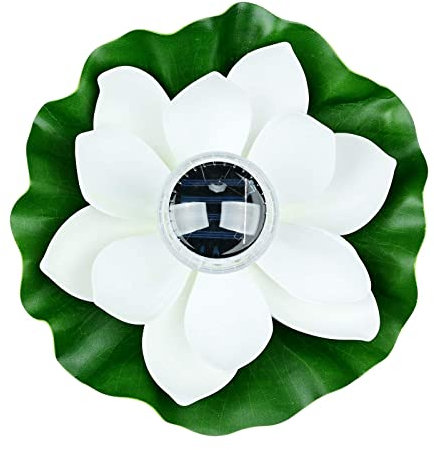 Lychee Luz Solar Flotante para Estanques, Lámpara de Loto Deseando Flor Luces Piscina de Exterior, IP65 Impermeable RGB LED Luz Nocturna - Decoración de Fiesta para Estanque, Piscina, Patio (Blanco)