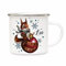 ilka parey wandtattoo-welt Emaillebecher Becher Tasse Camping Eichhörnchen mit Weihnachtskugel & Wunschname Name Kaffeetasse Winter Weihnachten Geschenk eb580