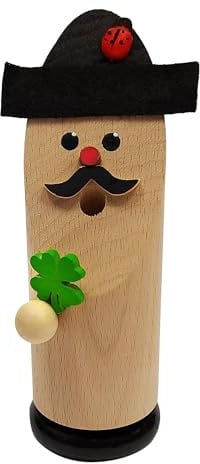 Hess Holzspielzeug 40019 - Räuchermann aus Holz, Räucherfigur Glücksbringer, ca. 13 cm, Dekoration für die Advents- und Weihnachtszeit aus dem Erzgebirge