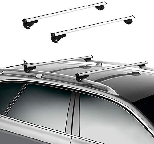 Universal Aluminium Dachträger, 124 cm Dachgepäckablage Abschließba Relingträger Auto Lastenträger Dachgepäckträger Für die meisten Fahrzeuge Tragfähigkeit 150 kg