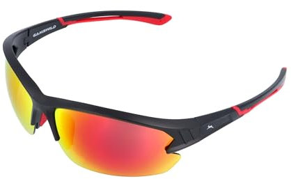 Gamswild WS6030 Sonnenbrille Sportbrille Skibrille Fahrradbrille Herren Damen Unisex 6028 | blau | rot-orange | violett, Farbe: Rot Orange