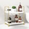 FSyueyun 2-stöckiges Make-up-Regal, Organizer für Küche, Gewürzregal oder Badezimmer, Arbeitsplatte, Organizer, Schminktisch, Schlafzimmer, Ablagetablett (Gold)