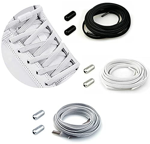 CHYEEH Élastiques Lacets en Caoutchouc avec Fermoir en Métal pour Adulte Enfant - Sans Laçage/No Tie Lacets en Silicone, Lacets de Sport de Chaussures - Lacets Sans Cravate pour Toutes les Chaussures