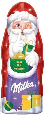 MILKA - Père Noël Chocolat au Lait avec des Morceaux de Noisettes - Chocolat de Noël - Idée de Cadeau - Chocolat Enfant à Offrir - 14 Chocolats de 95g